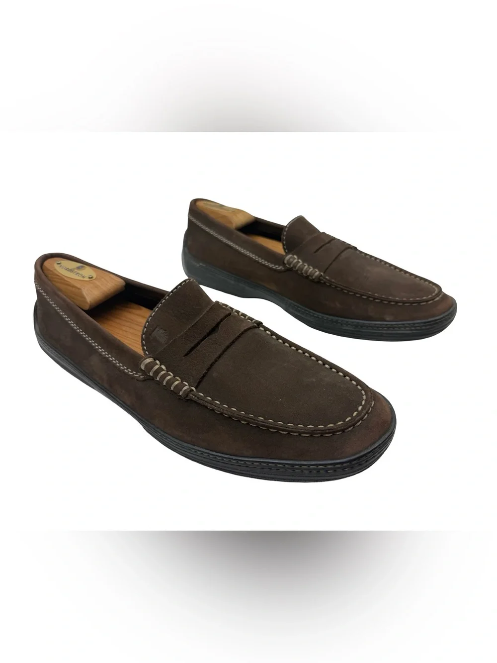 TODS Loafers Mens 9 Brown Soles Casual Slip-On Driving Penny Loafers Leather